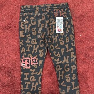 Ksubi Brand Brown and Black Letter Print Pants